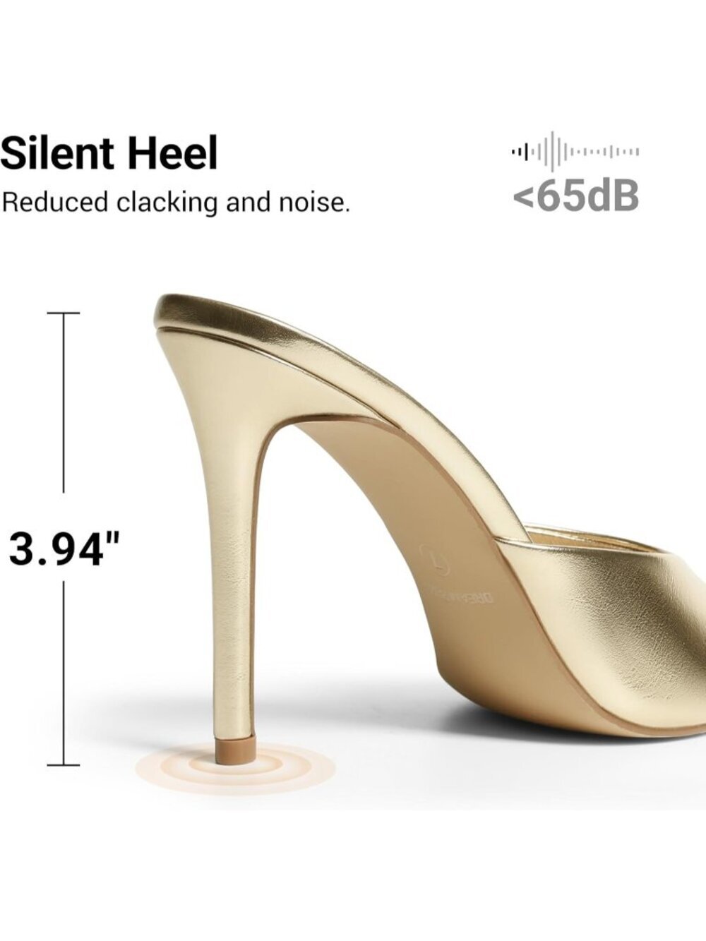 DREAM PAIRS Women's Gold Mule High Heels Stiletto Open Round Peep Toe Shoes - Picture 4 of 6